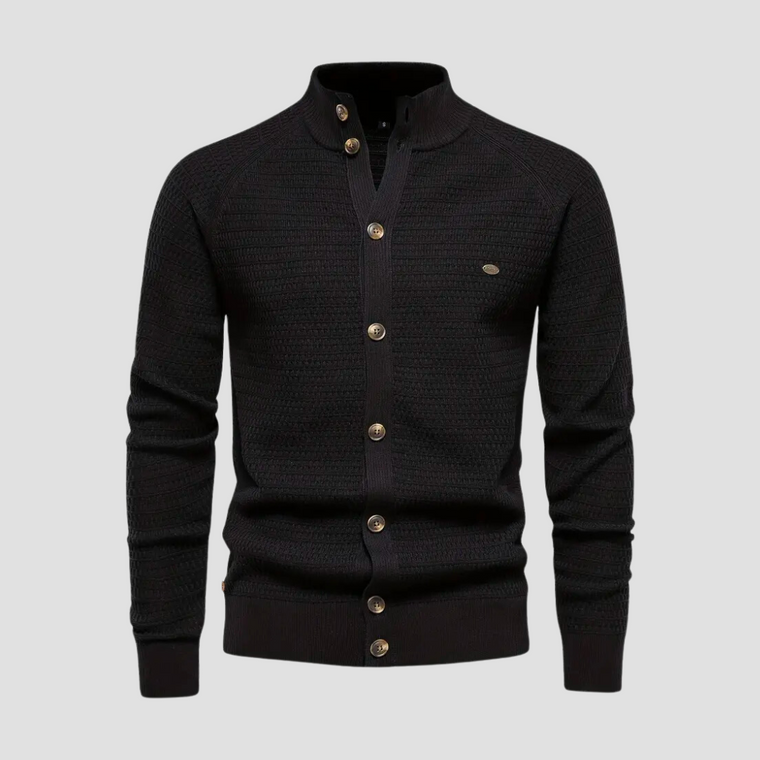 Leno | Klassieke herencardigan in de kleur Zwart voor heren in Heritage stijl geschikt voor alle seizoenen.