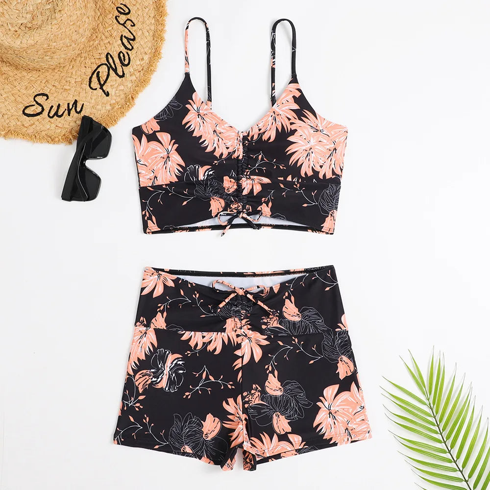 Lia | Schattige & trendy bloemen bikini in de kleur Oranje voor dames in Beach stijl ideaal voor de zomer.