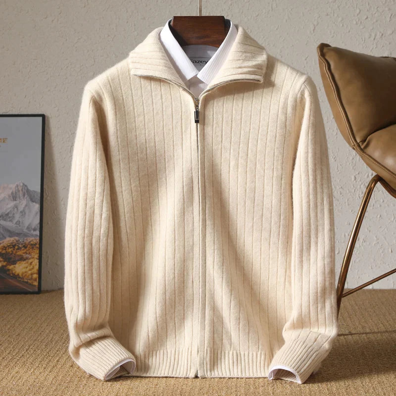 Liam | Eigentijdse wollen jas in de kleur Beige voor heren in Heritage stijl ideaal voor de herfst.