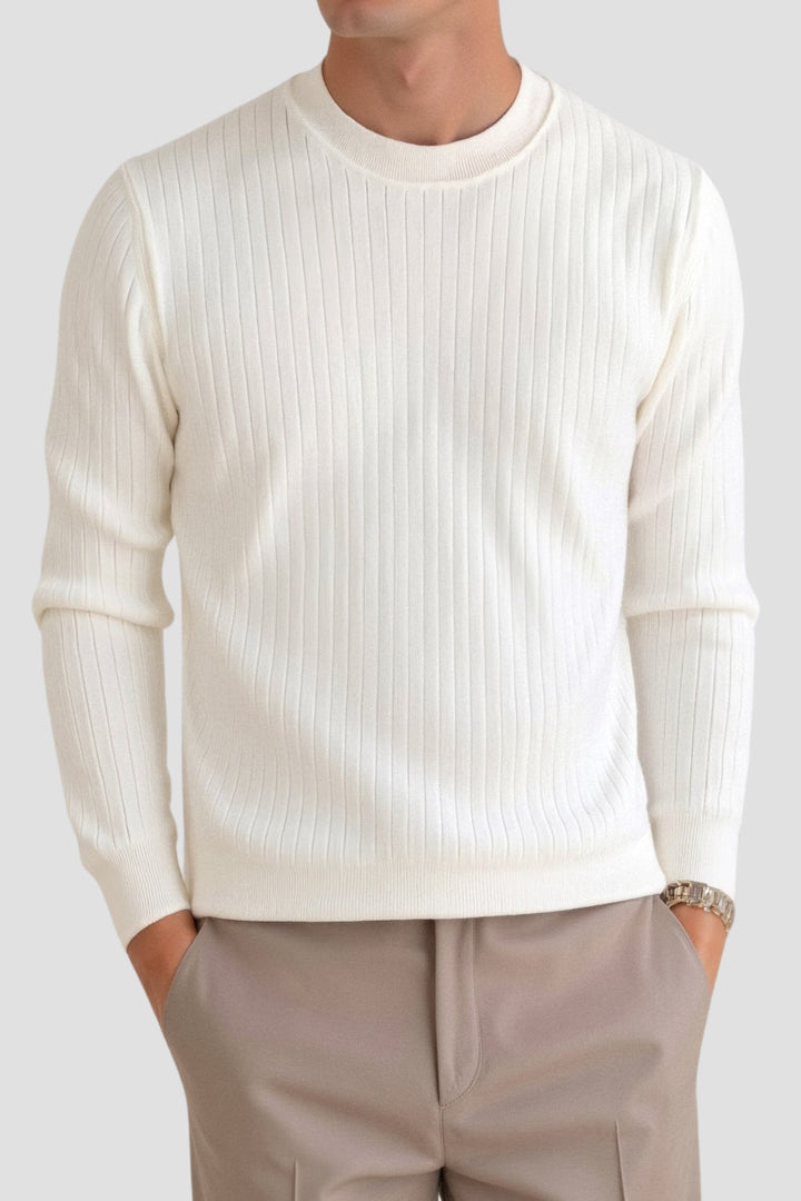 Stijlvolle Ribbels Gebreide Heren Longsleeve Trui - Liam