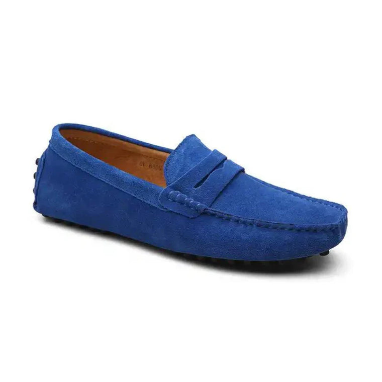 Liam | Suède driver instappers in de kleur Blauw voor heren in Heritage stijl ideaal voor de lente.