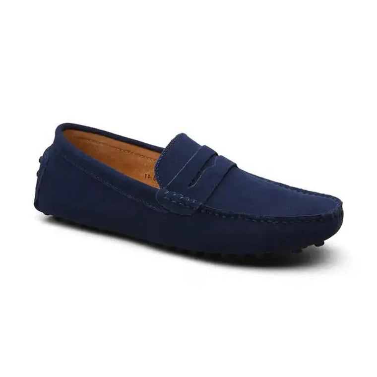 Liam | Suède driver instappers in de kleur Marineblauw voor heren in Heritage stijl ideaal voor de lente.