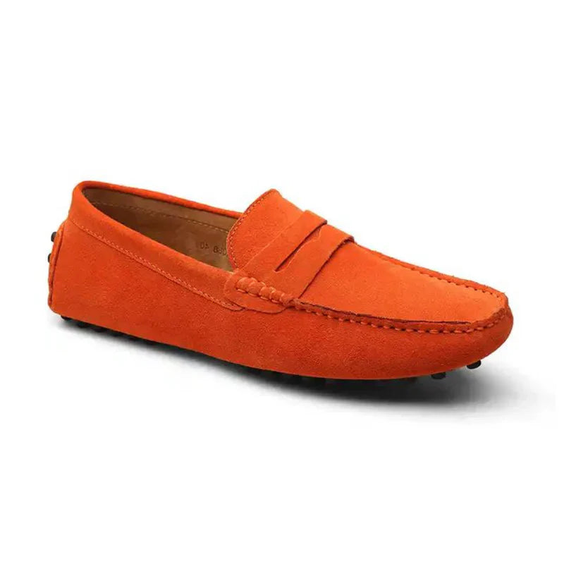 Liam | Suède driver instappers in de kleur Oranje voor heren in Heritage stijl ideaal voor de lente.