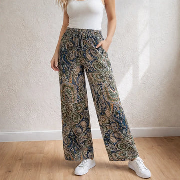 Wide leg pants met paisley patroon