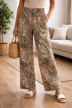 Wide leg pants met paisley patroon
