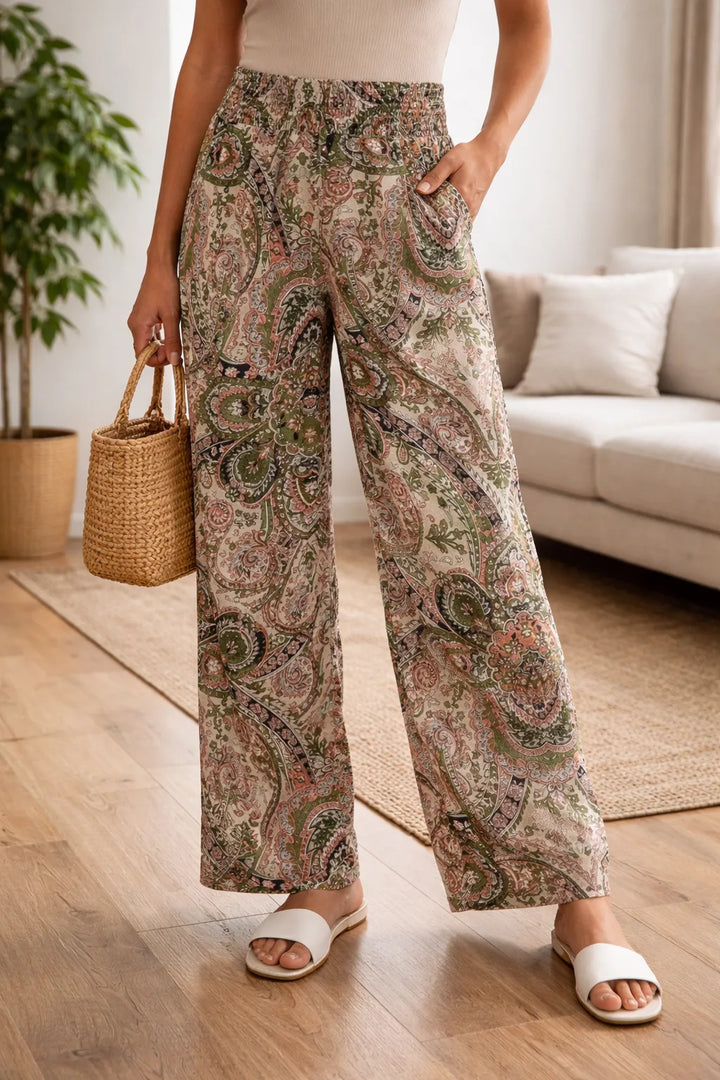 Wide leg pants met paisley patroon