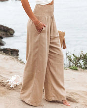 Lise | Zomerse linnen broek in de kleur Khaki voor dames in stijl ideaal voor de zomer.