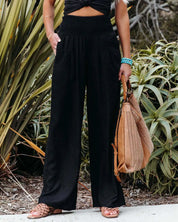 Lise | Zomerse linnen broek in de kleur Zwart voor dames in stijl ideaal voor de zomer.
