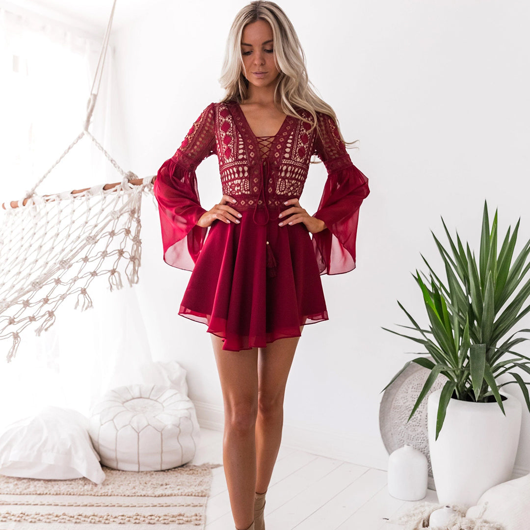 Liv | Zomerjurk met Verfijnde Flair in de kleur Rood voor dames in stijl ideaal voor de lente.