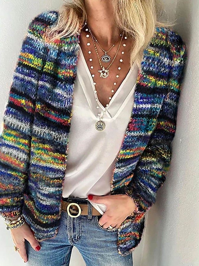 Lola | Gebreid kleurrijk vest voor dames in de kleur Gemengde kleur 1 voor dames in stijl ideaal voor de lente.
