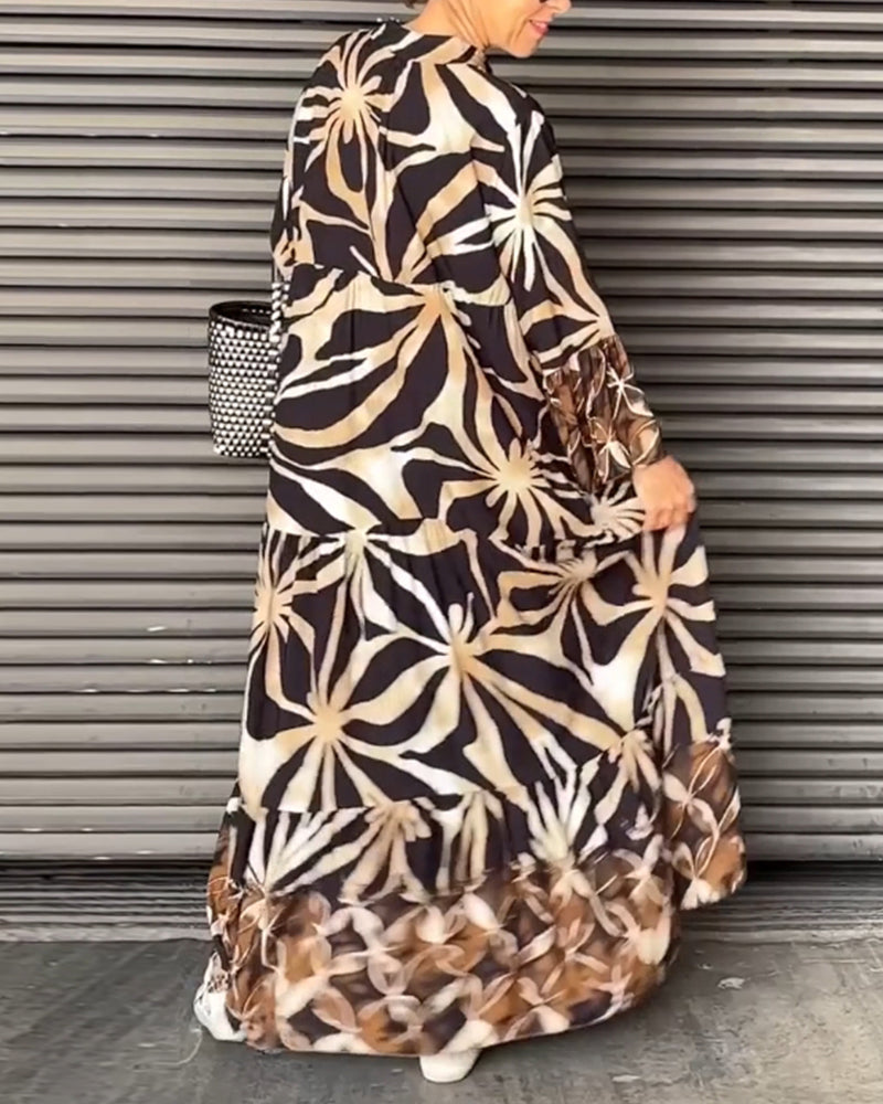 Loose fit bedrukte vakantiejurk in de kleur Groen voor dames in stijl ideaal voor de lente.