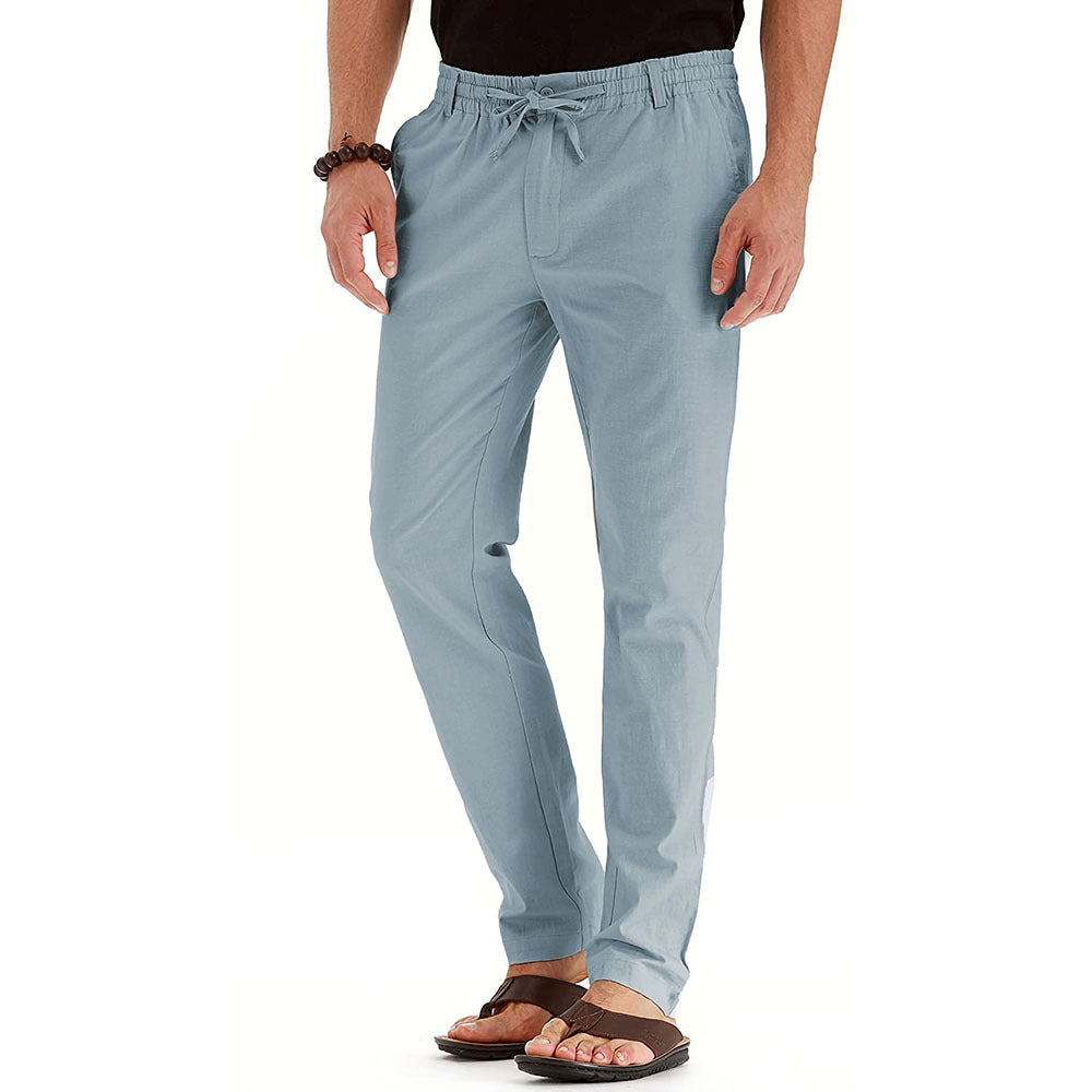 Loose fit broek met elastische band in de kleur Lichtblauw voor dames in stijl geschikt voor alle seizoenen.