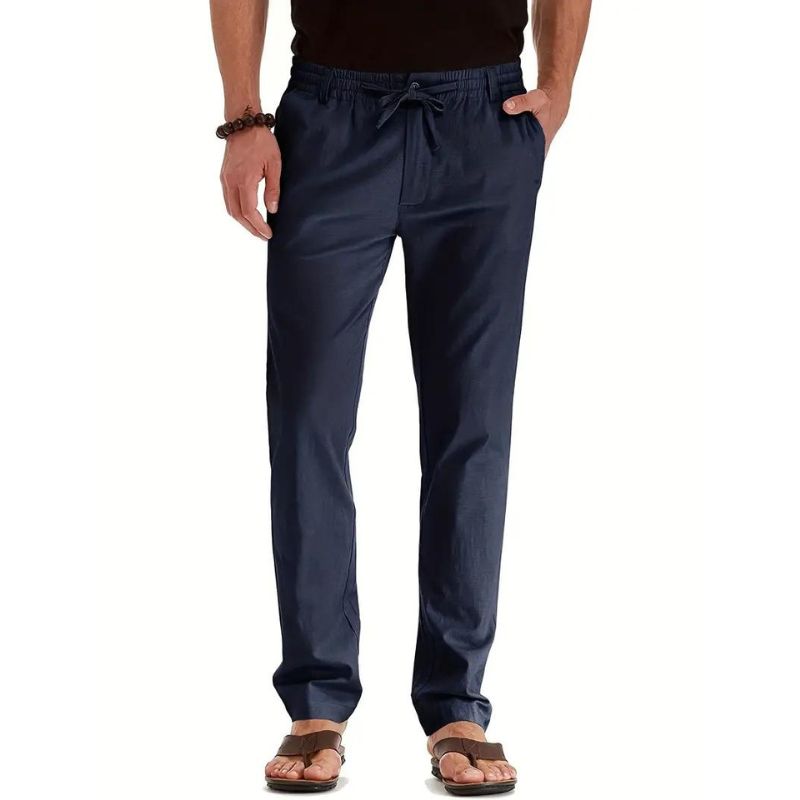 Loose fit broek met elastische band in de kleur Marineblauw voor dames in stijl geschikt voor alle seizoenen.