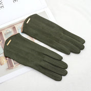 Lotte | Klassieke & veelzijdige suède handschoenen in de kleur Groen voor dames in Heritage stijl ideaal voor de winter