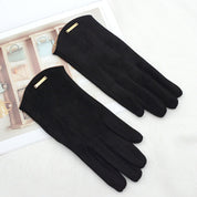 Lotte | Klassieke & veelzijdige suède handschoenen in de kleur Zwart voor dames in Heritage stijl ideaal voor de winter
