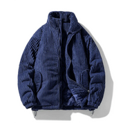 Lotte | Ribfluwelen jas met kraag voor vrouwen in de kleur Donkerblauw voor dames in stijl ideaal voor de winter