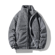Lotte | Ribfluwelen jas met kraag voor vrouwen in de kleur Grijs voor dames in stijl ideaal voor de winter