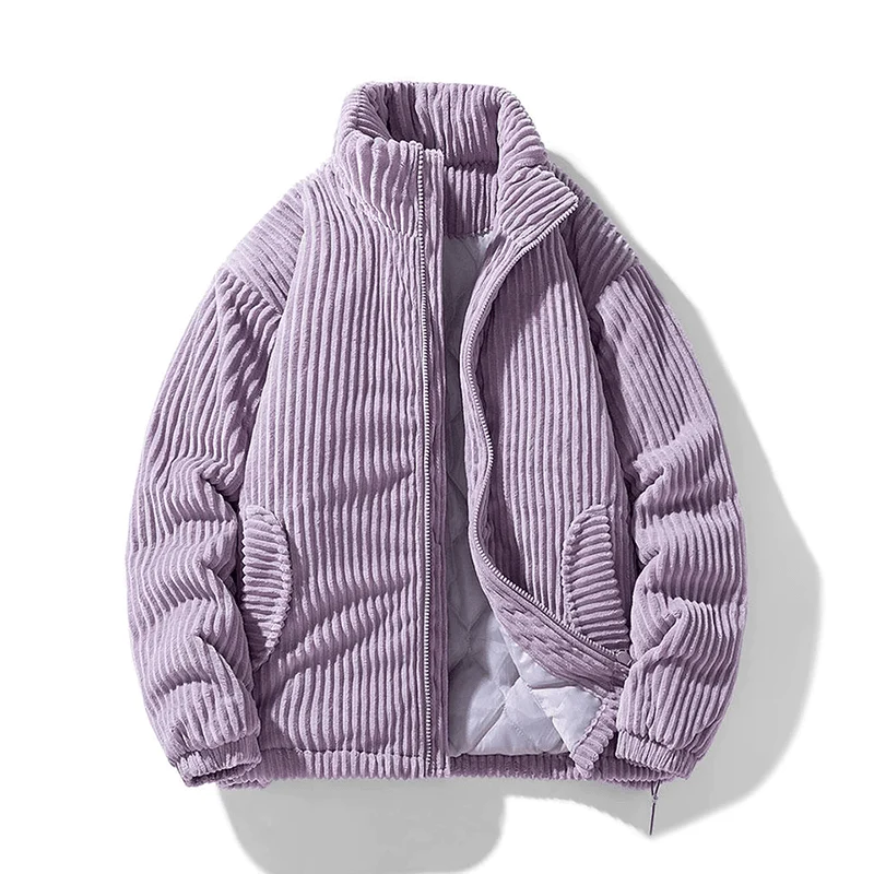Lotte | Ribfluwelen jas met kraag voor vrouwen in de kleur Lila voor dames in stijl ideaal voor de winter