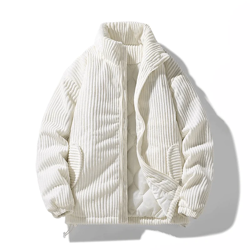 Lotte | Ribfluwelen jas met kraag voor vrouwen in de kleur Wit voor dames in stijl ideaal voor de winter