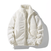 Lotte | Ribfluwelen jas met kraag voor vrouwen in de kleur Wit voor dames in stijl ideaal voor de winter
