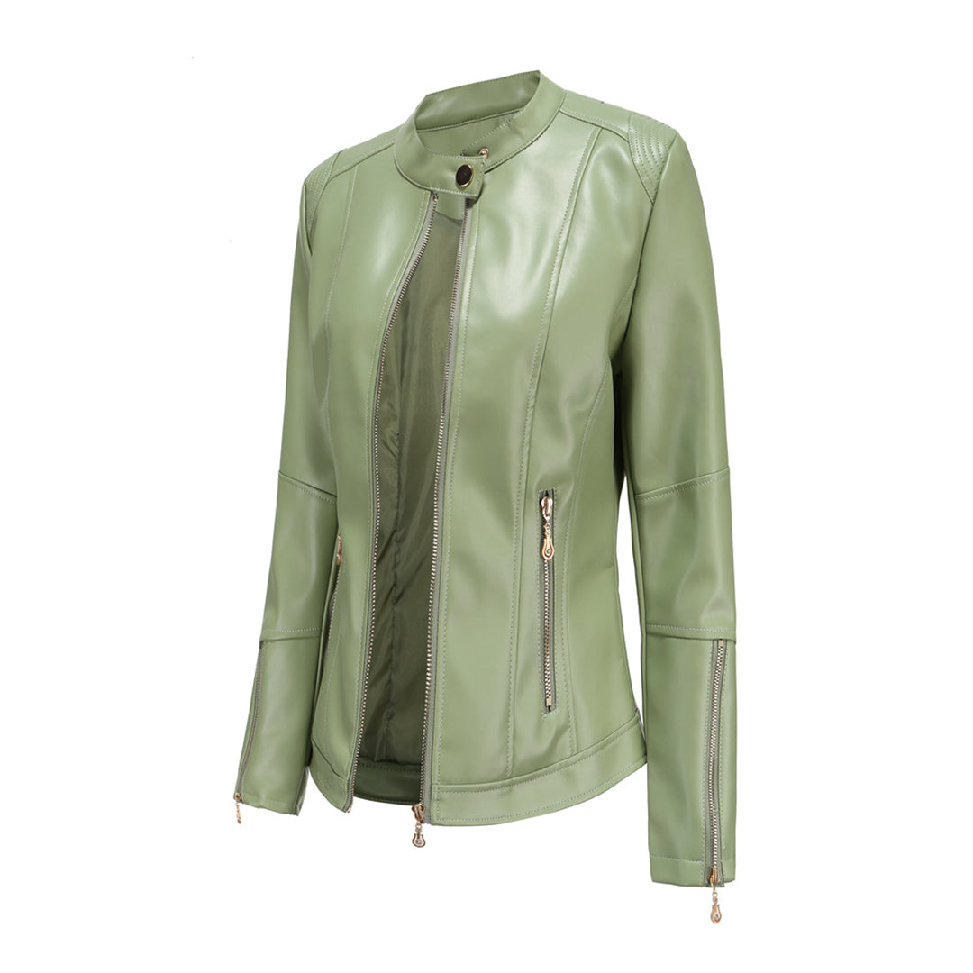 Lotte | Stijlvolle leren jas in de kleur Groen voor dames in stijl ideaal voor de herfst.