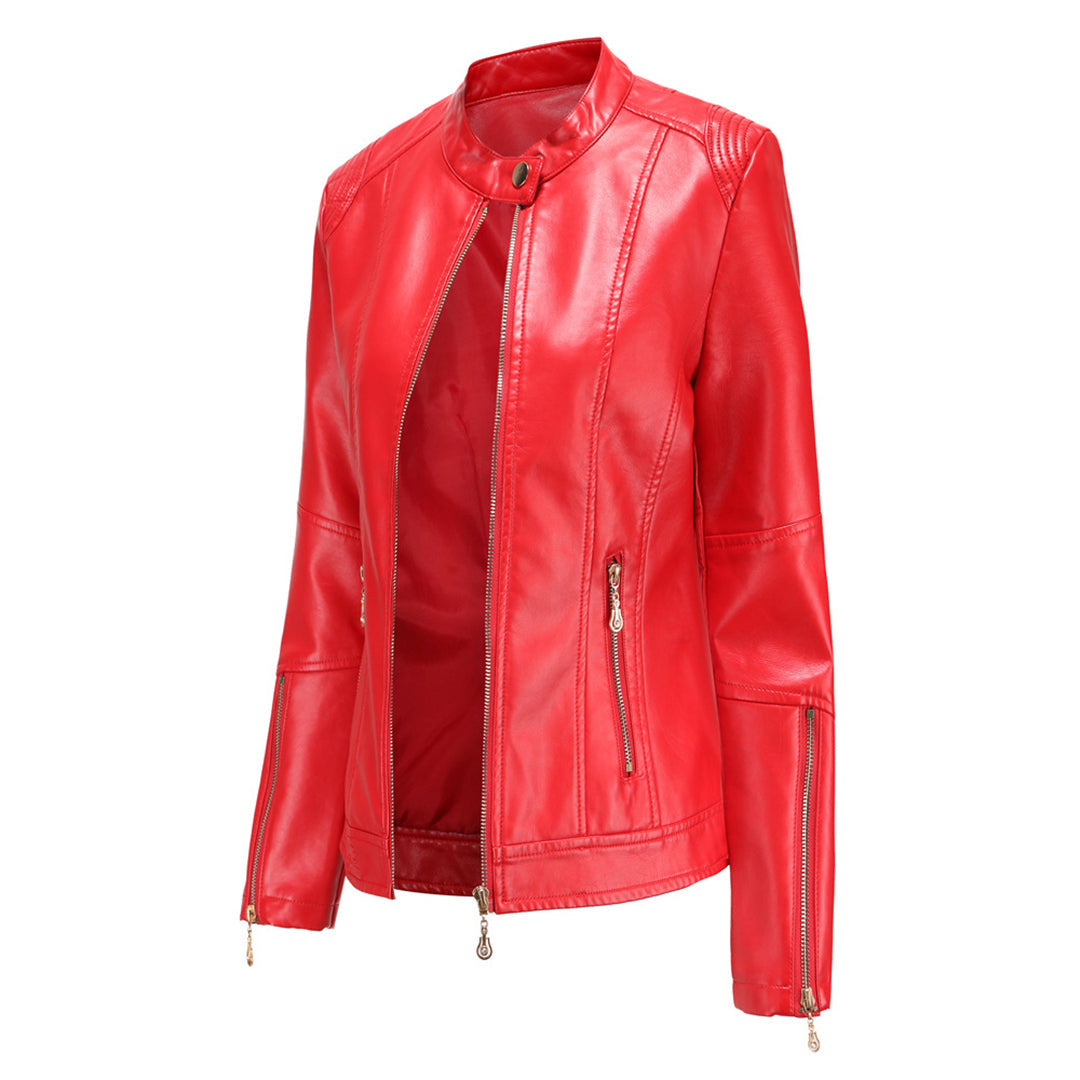 Lotte | Stijlvolle leren jas in de kleur Rood voor dames in stijl ideaal voor de herfst.
