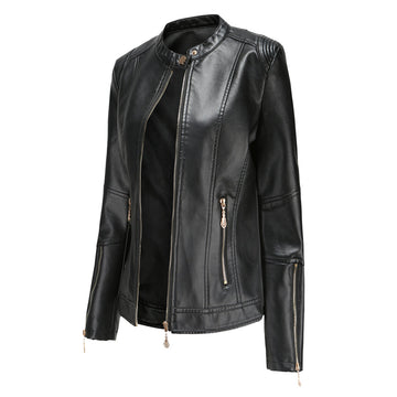 Lotte | Stijlvolle leren jas in de kleur Zwart voor dames in stijl ideaal voor de herfst.