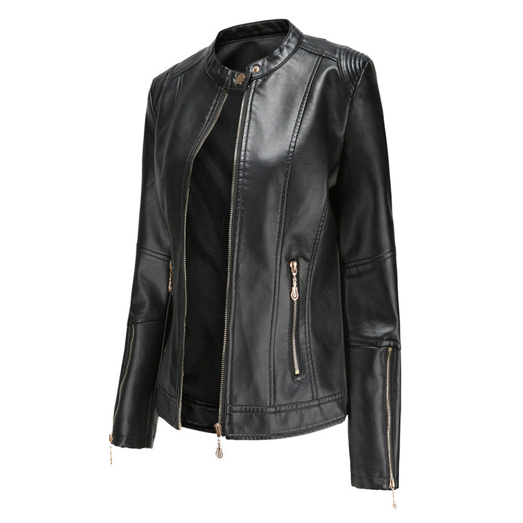 Lotte | Stijlvolle leren jas in de kleur Zwart voor dames in stijl ideaal voor de herfst.