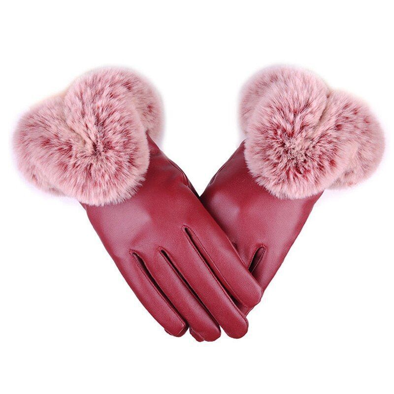 Lotte | Stijlvolle & warme leren handschoenen in de kleur Bordeaux voor dames in Lounge stijl ideaal voor de winter