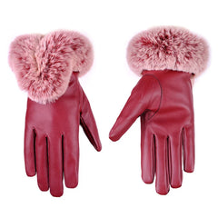 Lotte | Stijlvolle & warme leren handschoenen in de kleur Paars voor dames in Lounge stijl ideaal voor de winter