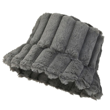 Lotte | Warme & stijlvolle bucket hat in de kleur Grijs voor dames in Lounge stijl ideaal voor de herfst.
