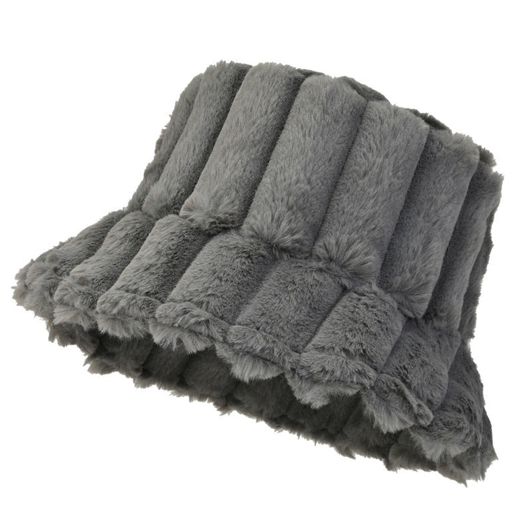 Lotte | Warme & stijlvolle bucket hat in de kleur Grijs voor dames in Lounge stijl ideaal voor de herfst.