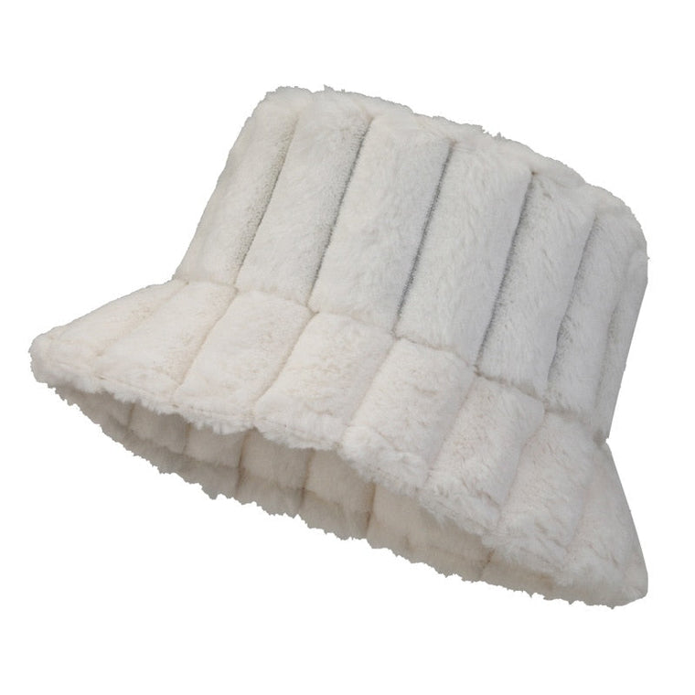 Lotte | Warme & stijlvolle bucket hat in de kleur Wit voor dames in Lounge stijl ideaal voor de herfst.
