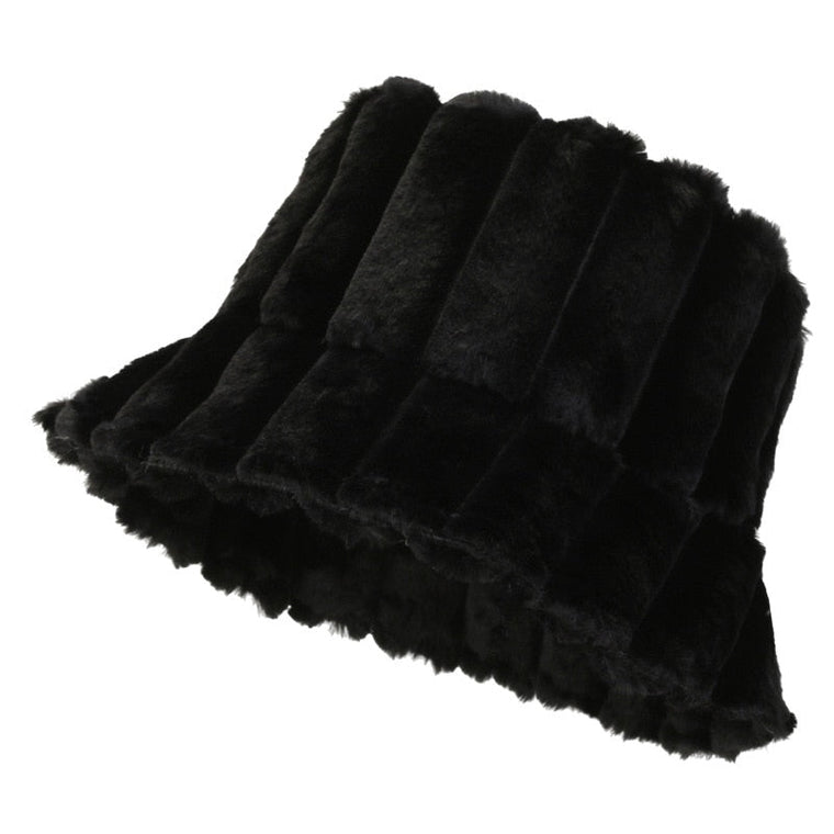 Lotte | Warme & stijlvolle bucket hat in de kleur Zwart voor dames in Lounge stijl ideaal voor de herfst.