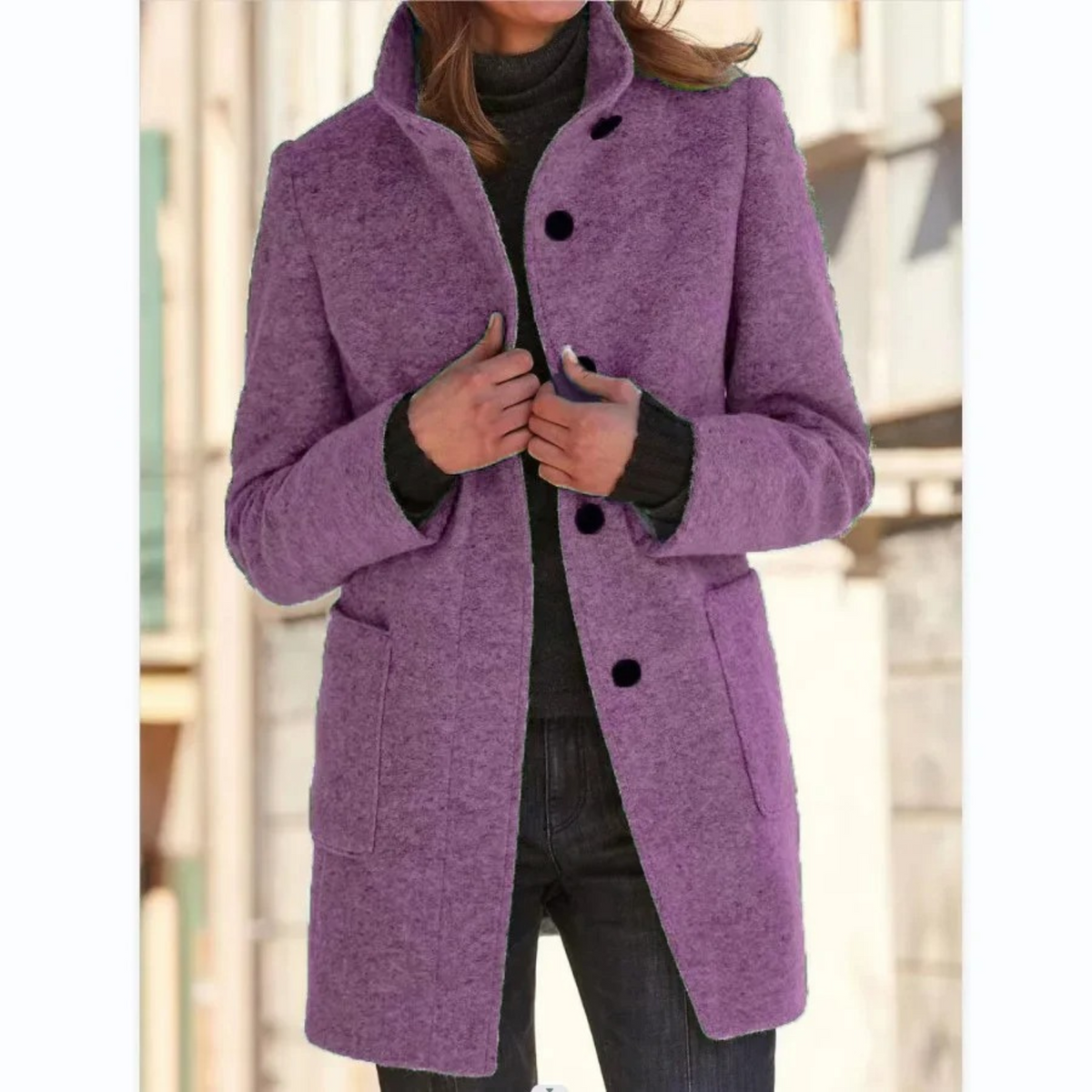 Lotte | Winddichte damesmantel met opstaande kraag in de kleur Paars voor dames in Outdoor stijl ideaal voor de herfst.
