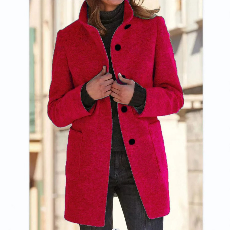 Lotte | Winddichte damesmantel met opstaande kraag in de kleur Rood voor dames in Outdoor stijl ideaal voor de herfst.