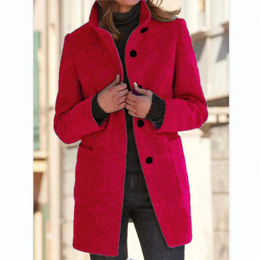 Lotte | Winddichte damesmantel met opstaande kraag in de kleur Rood voor dames in Outdoor stijl ideaal voor de herfst.