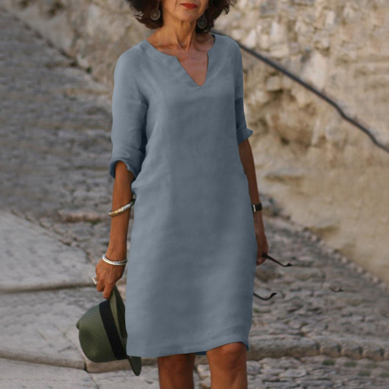 Lova | Stijlvolle zomerjurk in de kleur Grijs voor dames in stijl ideaal voor de zomer.