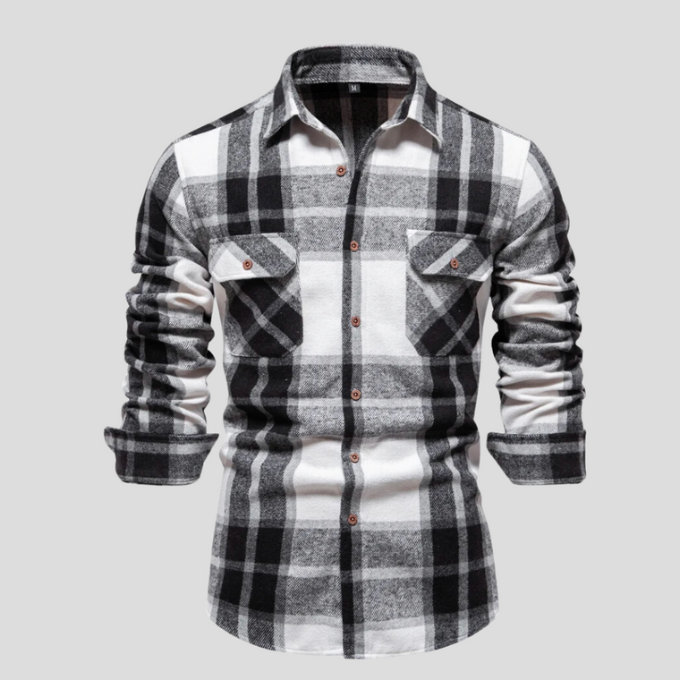 Luca | Herenoverhemd met ruitprint in de kleur Zwart voor heren in stijl ideaal voor de winter