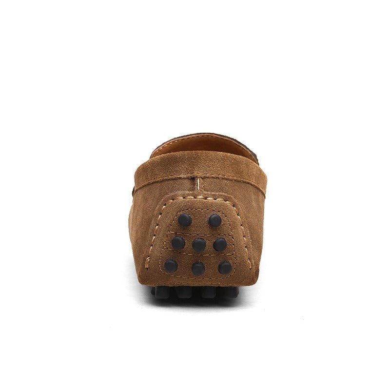 Luca | Slipvrije Italiaanse mannen instap loafers van suede en rubber in de kleur Bruin voor heren in Heritage stijl ideaal voor de lente.