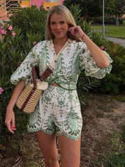Luca | Suede-Set in de kleur Alleen-Horts voor dames in Heritage stijl ideaal voor de zomer.