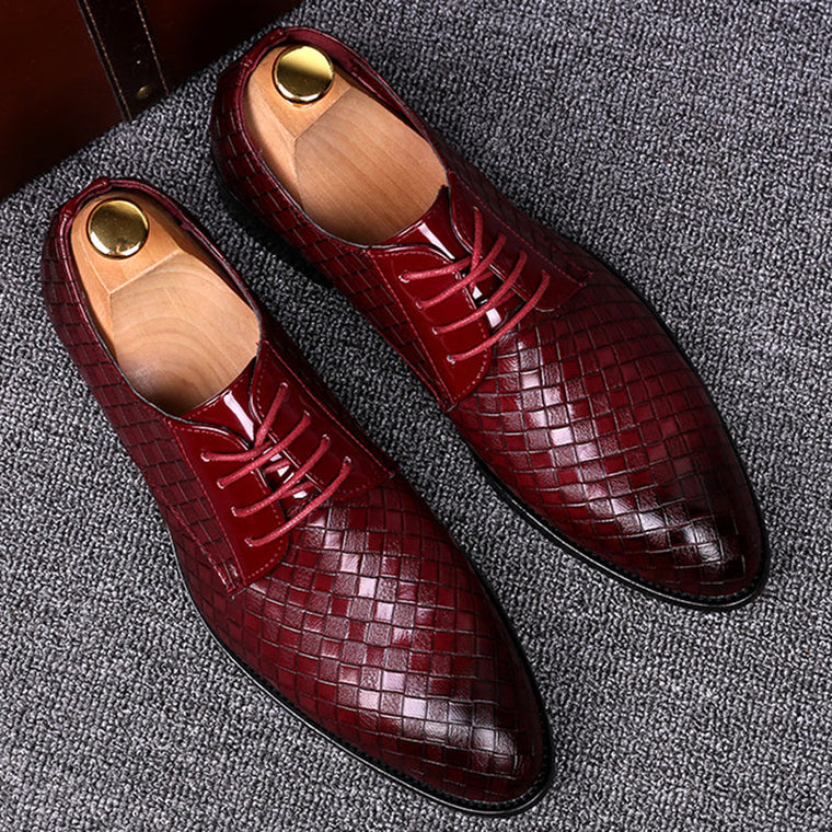 Lucas | Formele leren nette veterschoenen voor mannen in de kleur Wijnrood voor heren in stijl geschikt voor alle seizoenen.