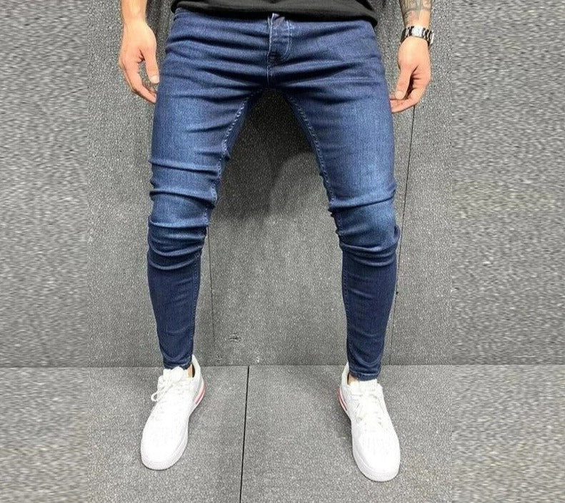 Luke | Slim fit spijkerbroek voor heren in de kleur Donkerblauw voor heren in Formal stijl ideaal voor de herfst.
