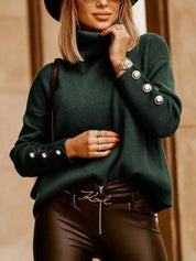 Lulu | Elegante trendy trui met hoge kraag in de kleur Donkergroen voor dames in Casual stijl ideaal voor de herfst.