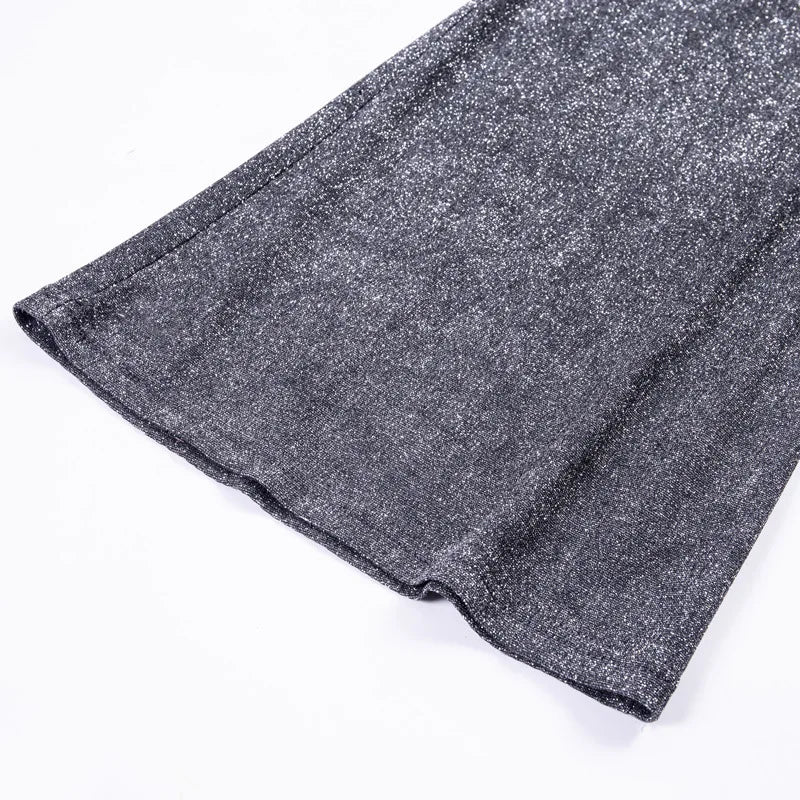 Luna | Stijlvolle dames hoge taille broek met glitters in de kleur Grijs voor dames in Party stijl ideaal voor de herfst.