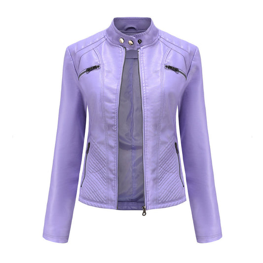 Luna | Verfijnd leren jack voor dames in de kleur Paars voor dames in stijl ideaal voor de herfst.
