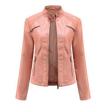 Luna | Verfijnd leren jack voor dames in de kleur Roze voor dames in stijl ideaal voor de herfst.