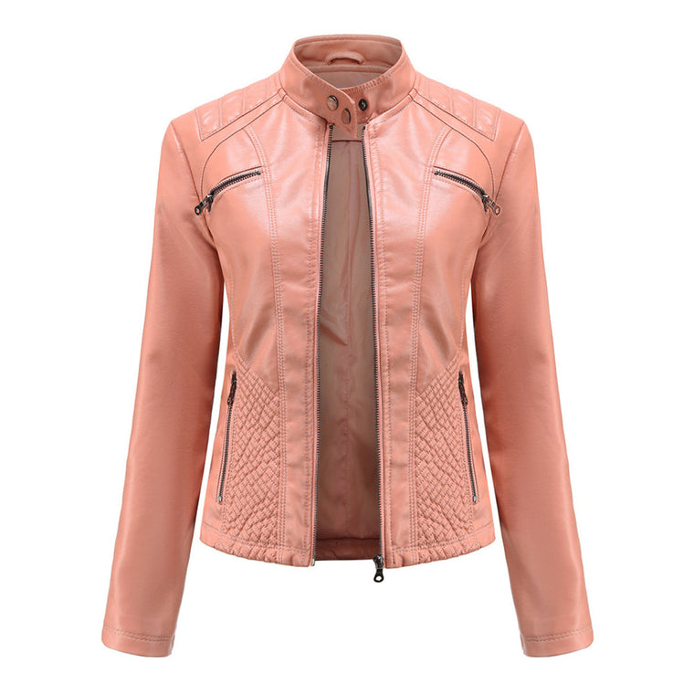 Luna | Verfijnd leren jack voor dames in de kleur Roze voor dames in stijl ideaal voor de herfst.