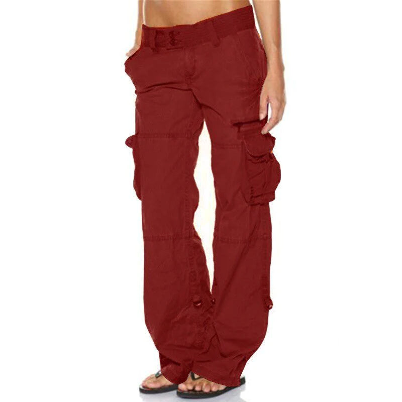 Madeline | Cargo broek met zakken voor dames in de kleur Bordeaux voor dames in Outdoor stijl geschikt voor alle seizoenen.