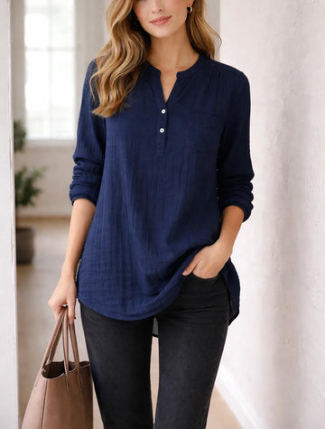 Blouse met mandarin kraag